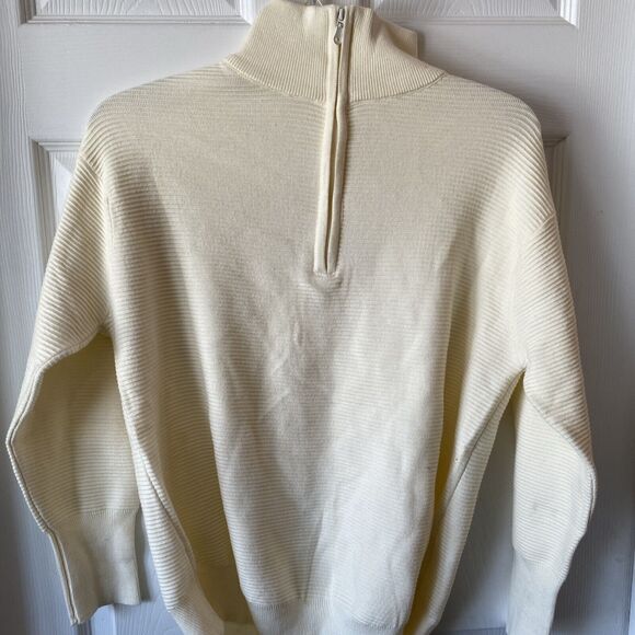 Deep Self Sweater Women’s Size Small Pullover Cream NWT 1/4 Zip High Neck - Picture 4 of 10